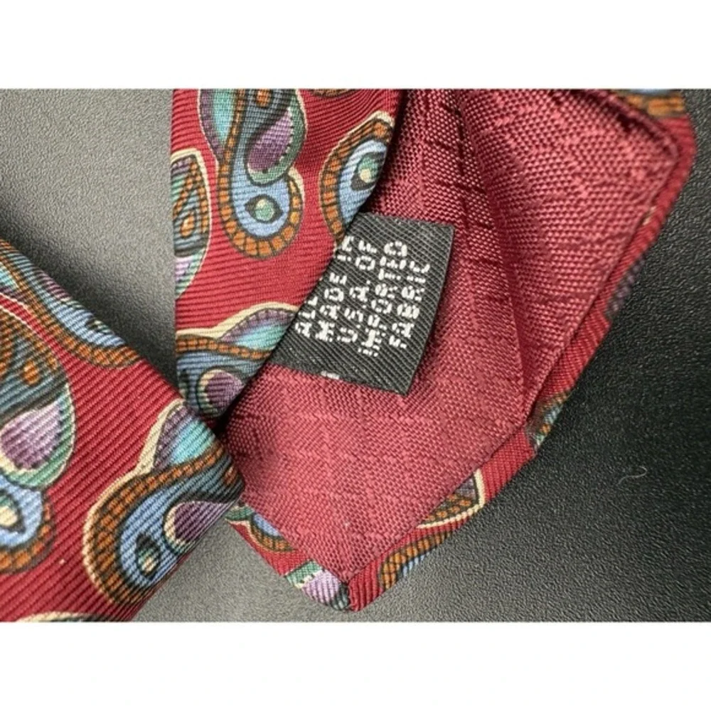 Christian Dior Monsieur Necktie Mens OS Red Paisley‎ Silk Excellent Made in USA